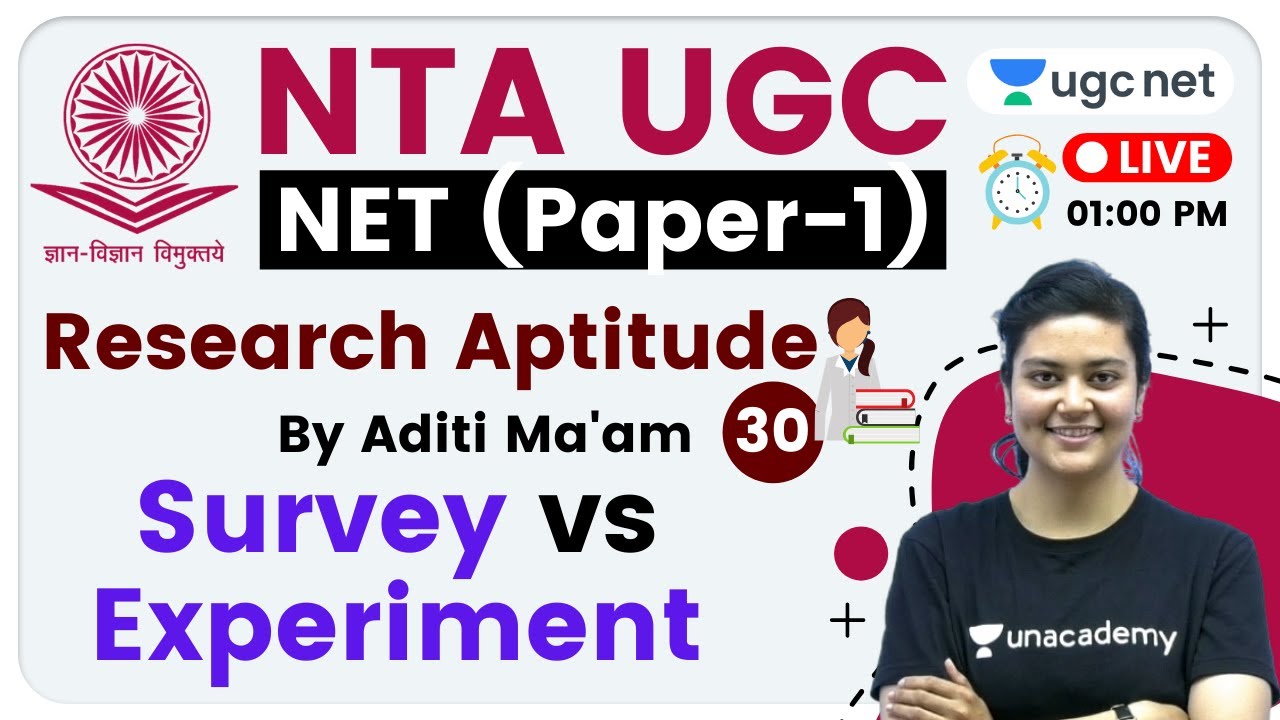 NTA UGC NET 2020 (Paper-1) | Research Aptitude by Aditi Ma'am | Survey vs Experiment