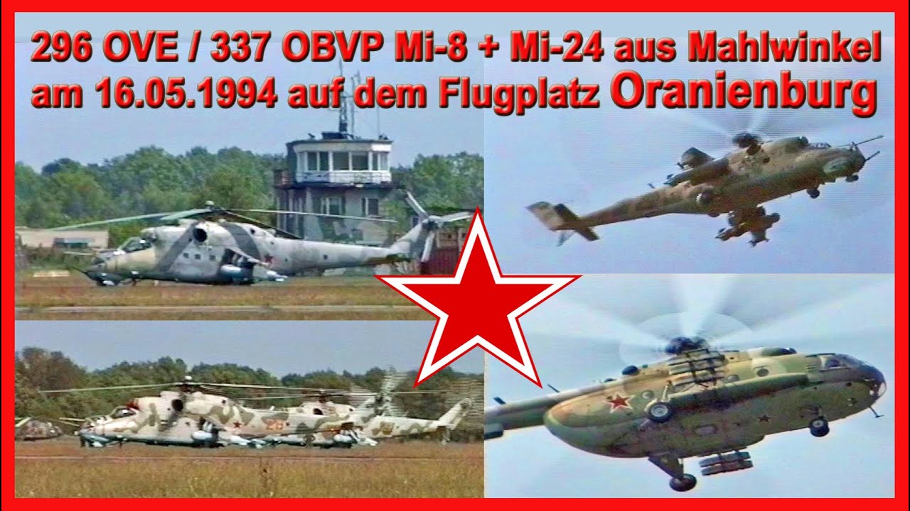 Kampfhubschrauber-Geschwader Mi-8 + Mi-24 aus Mahlwinkel beim Zwischenstopp am Flugplatz Oranienburg