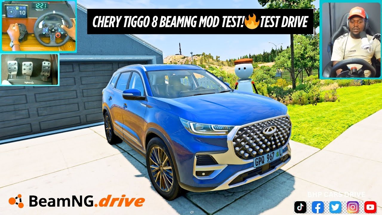 Тестирование Chery Tiggo 8 Mod в BeamNG с Logitech G29 | Реалистичный тест-драйв внедорожника