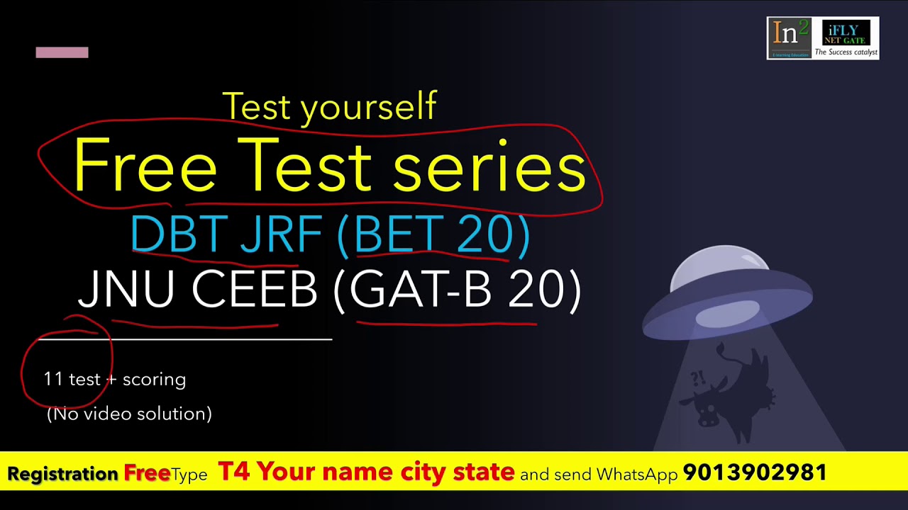 DBT JRF JNU CEEB FREE Test series online BET 20 GATB biotechnology exam date