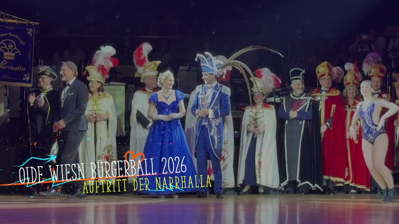 Oide Wiesn Bürgerball 2026: Auftritt der Narrhalla München im Ballsaal des Deutschen Theaters
