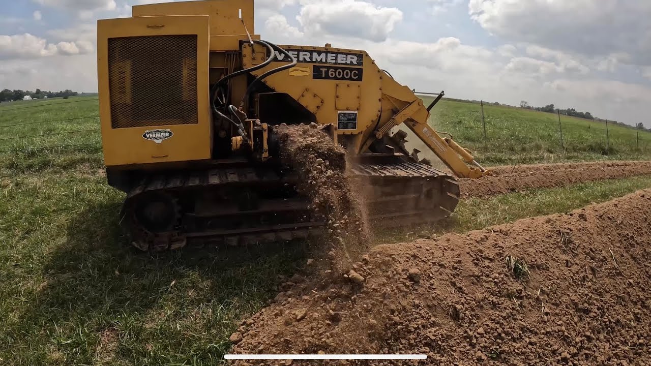 The T600C is back to work trenching some hard ground. #waterline