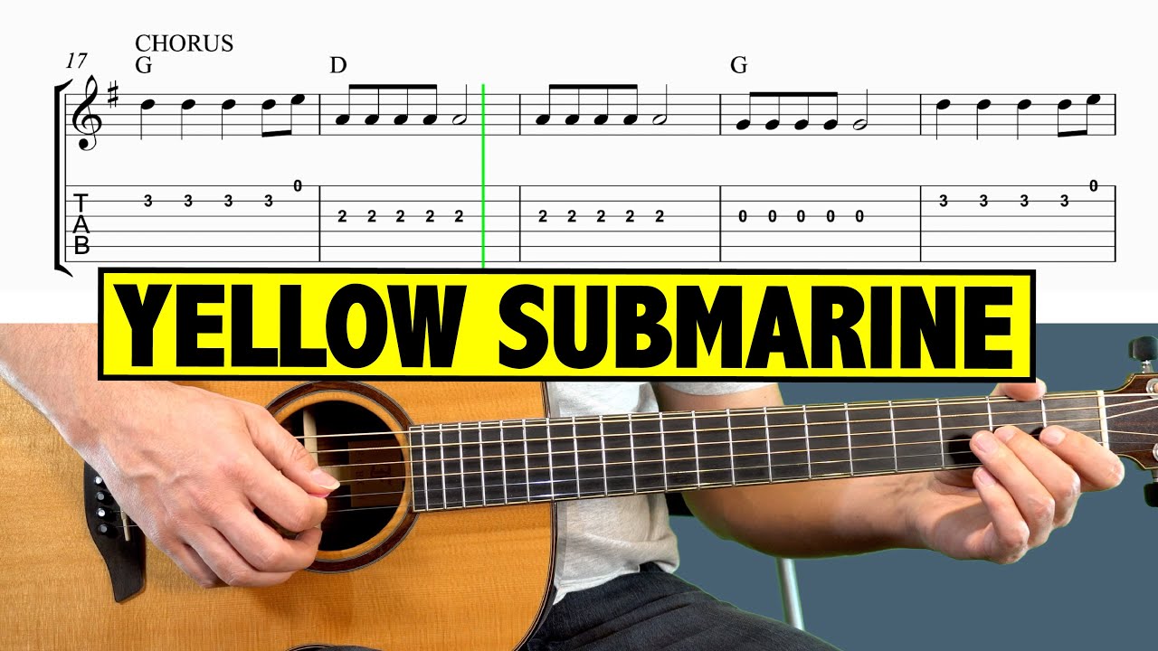 The Beatles - Yellow Submarine / Easy Guitar Tutorial (MELODY)
