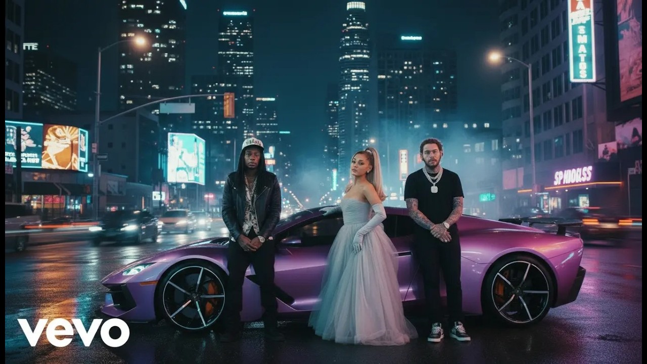 Ariana Grande, Post Malone – Midnight City Lights (ft. Wiz Khalifa) | Official Lyrics Video