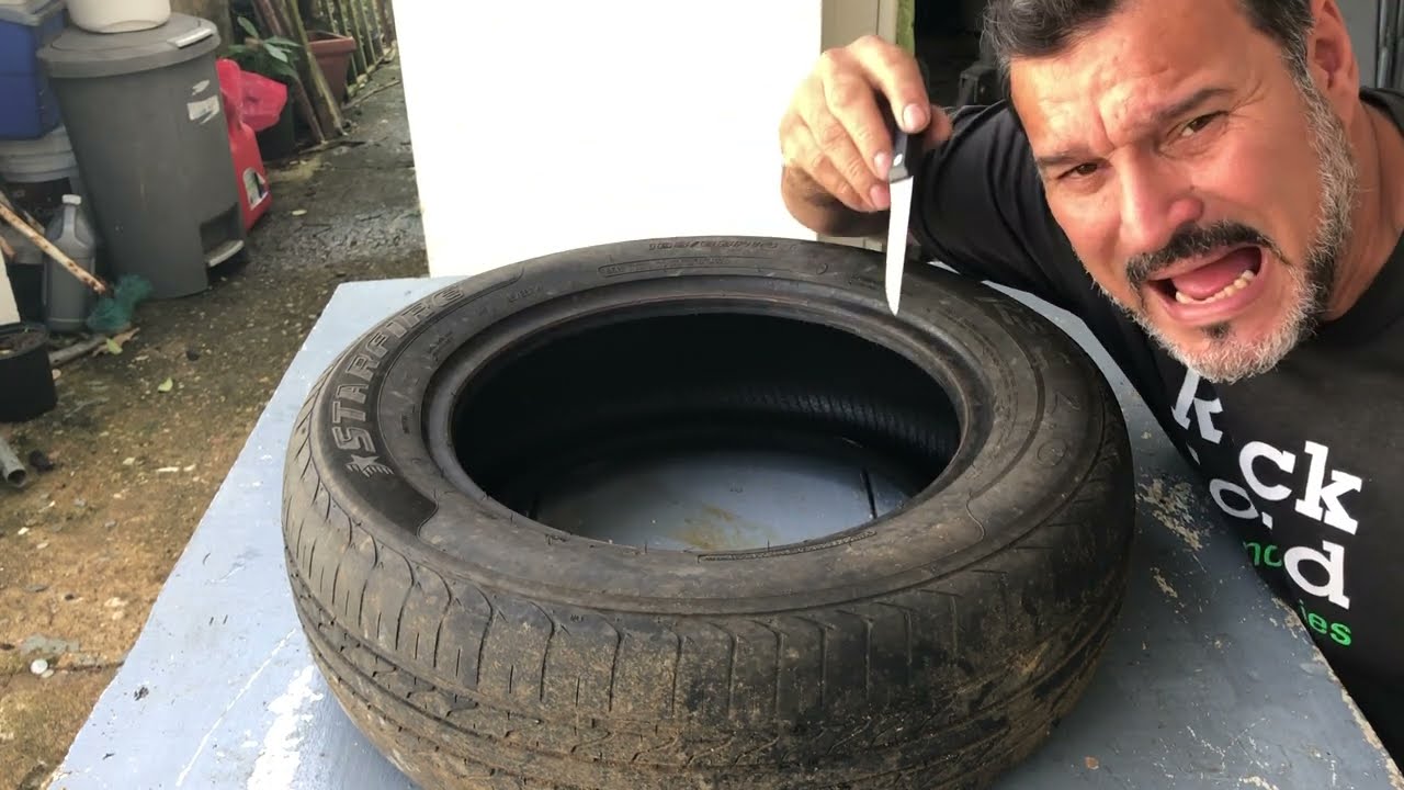 Como cortar y voltear un neumático para usarlo como tiesto o maceta