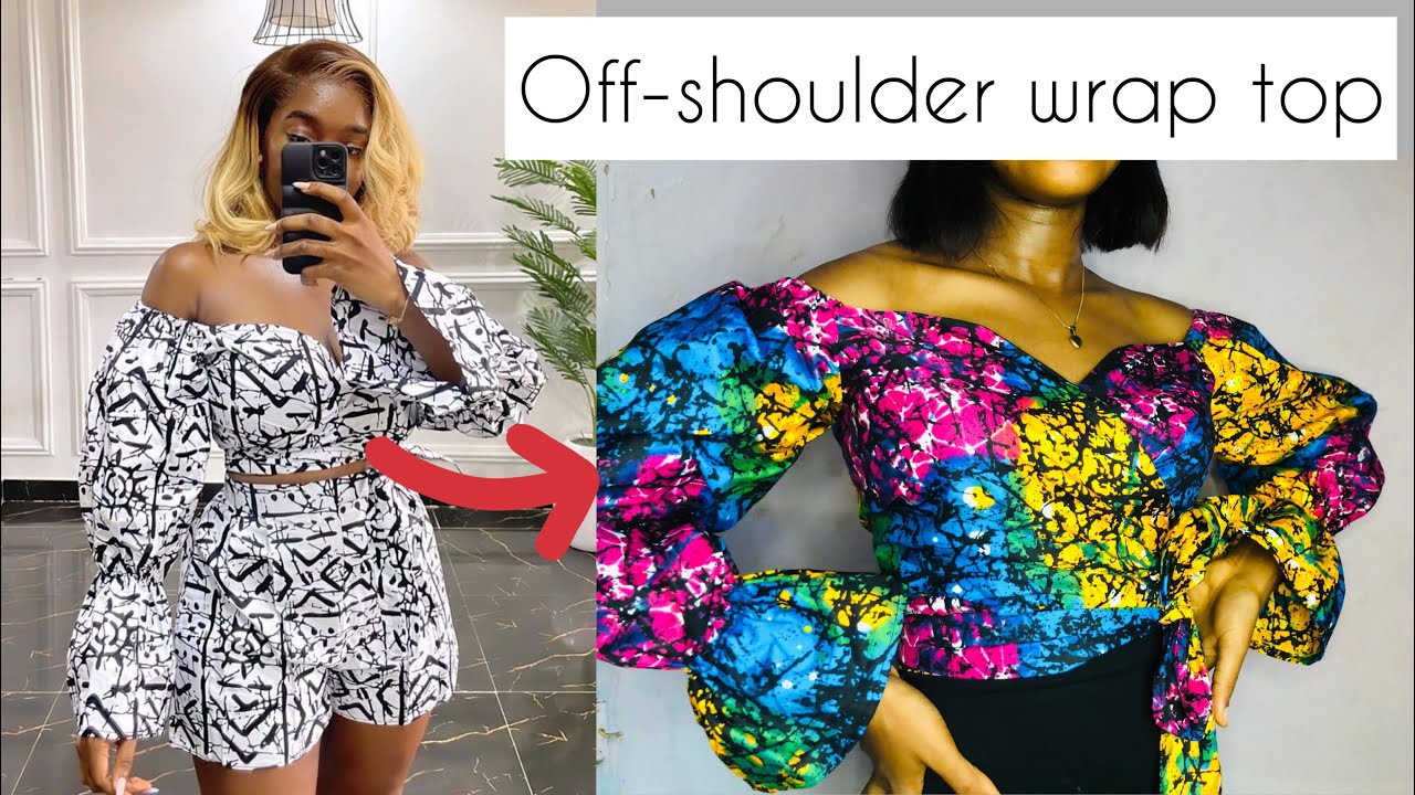 How to cut and sew a off-shoulder wrap top | easy beginners friendly tutorial #offshoulder #wraptop