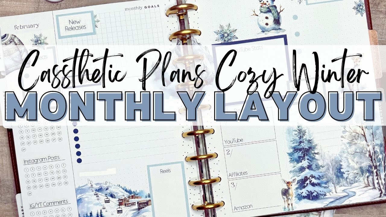 PLAN WITH ME - CLASSIC HAPPY PLANNER - MONTHLY LAYOUT COZY WINTER CASSTHETIC PLANS WINTER SPREAD