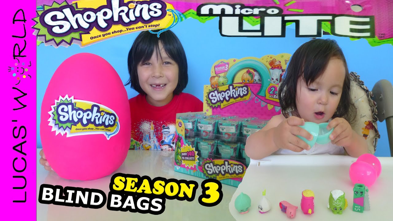 Baby opens Shopkins Surprise Eggs | Giant Shopkins Play-Doh Egg with Blind Bags & Mystery Eggs