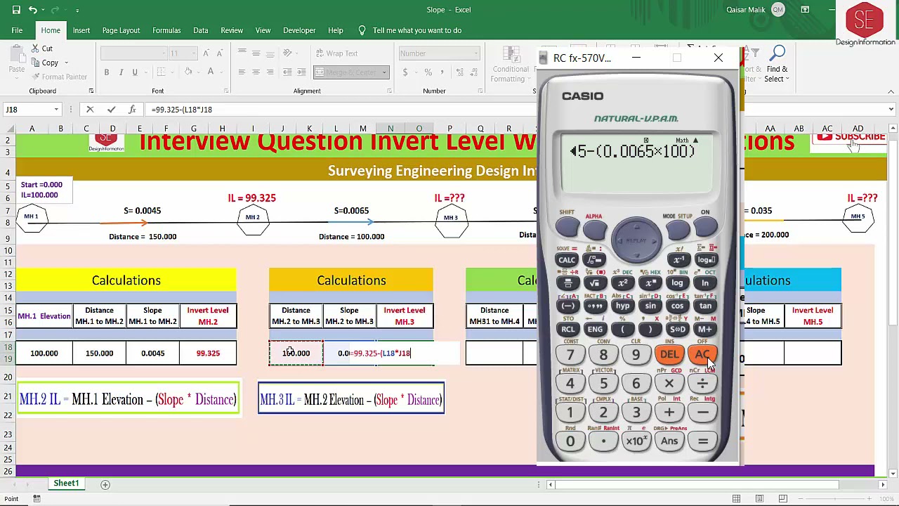 Invert Levels Calculations With Slopes and Grades. |Interview Question |