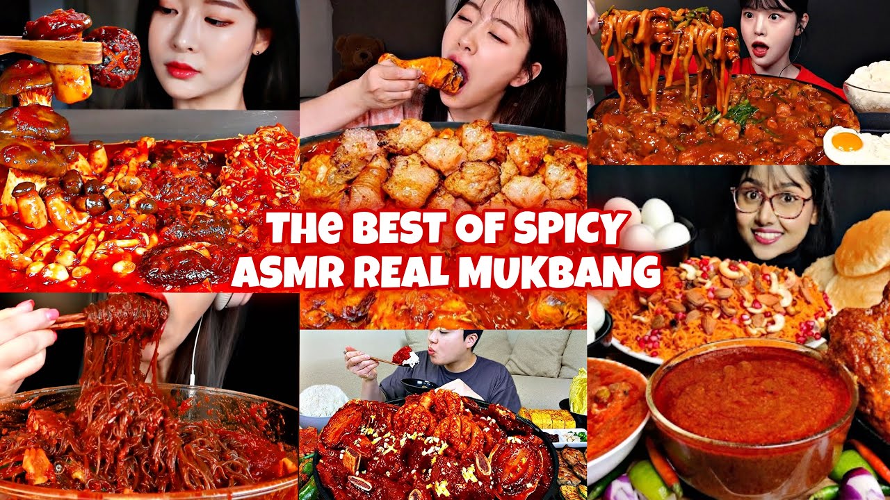 The BEST OF SPICY ASMR REAL Mukbang Compilation | Satisfying BIG BITES