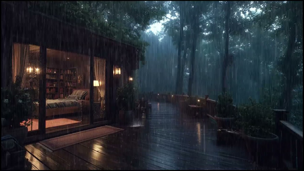 Gentle Forest Rain at a Cozy Cabin 🌲 | Peaceful Sounds for Deep Sleep