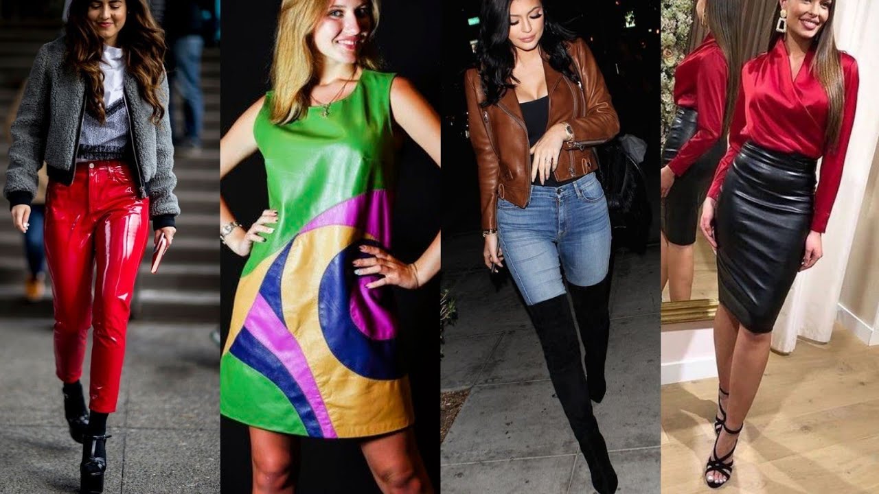 different types shiny latex leather outfits for women & girls 