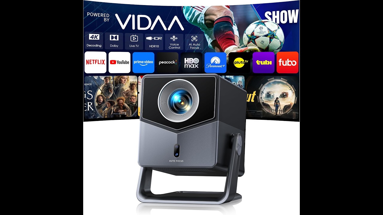 Smart Projector 4K [VIDAA Live TV & 36W Dolby & Voice Control] with WiFi6 and Bluetooth