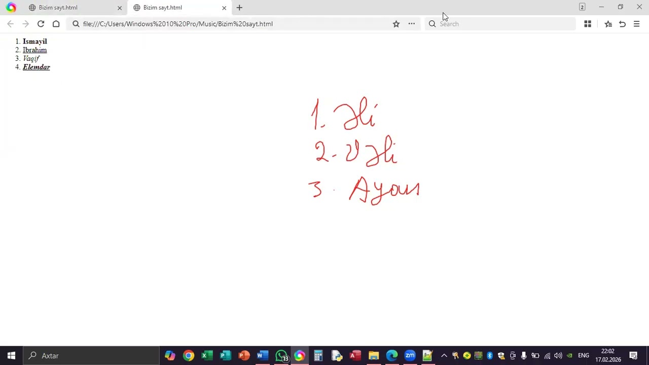 HTML Dili 2 ci hissə