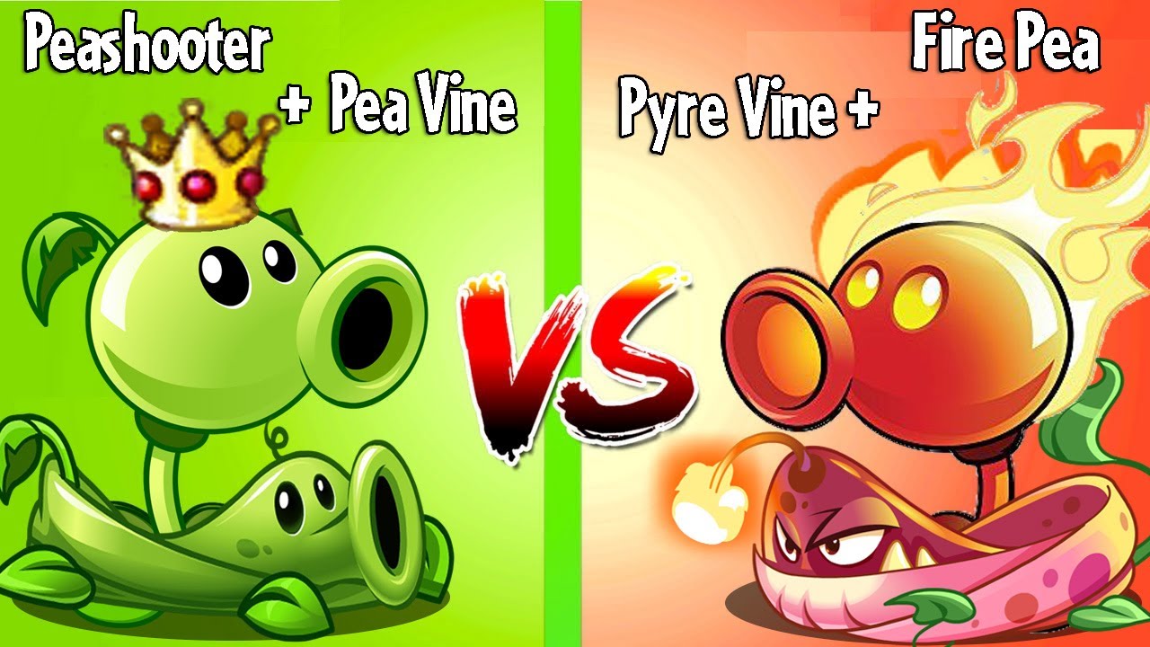 PEASHOOTER + PEA VINE vs PYRE VINE + FIRE PEA - Who Will Win? - PvZ 2 Plant Vs Plant