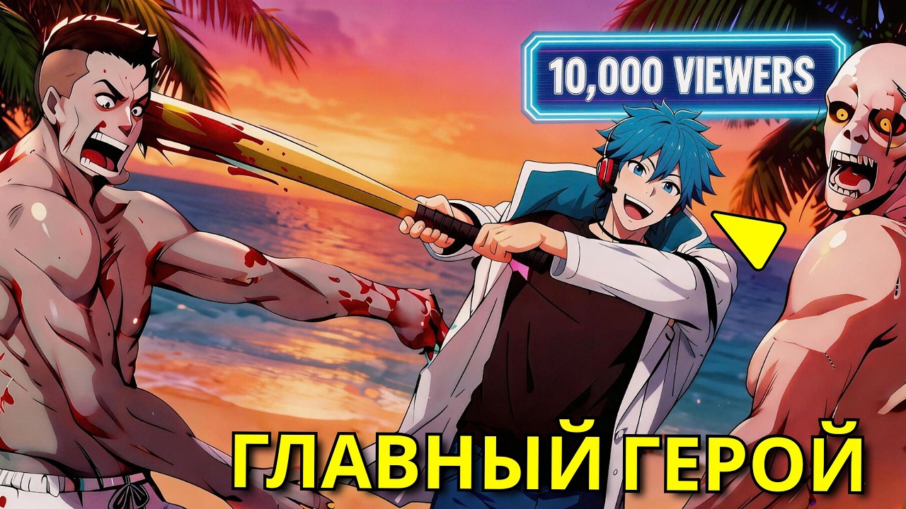 Зомби монстры и 10000 зрителей этот стример не может умереть перед камерой - Пересказ Манхвы
