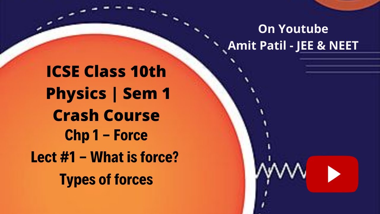 Chp 1 - Force | Lect #1 What is force? Contact and Non Contact forces |ICSE 10th Year 2021-22