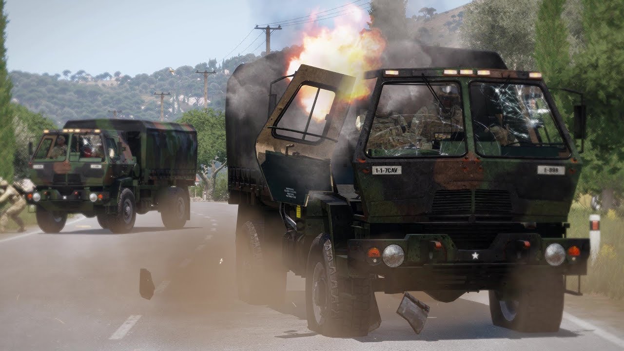 Arma 3: Russian Convoy Ambushed by US army ( USA vs RUS )