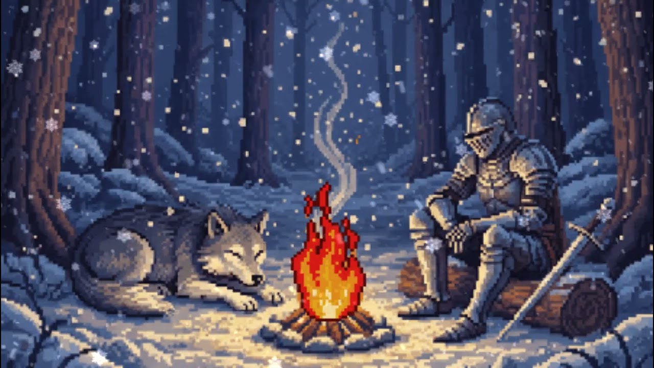 Rest… The Campfire and the Silent Wolf Watch Over You