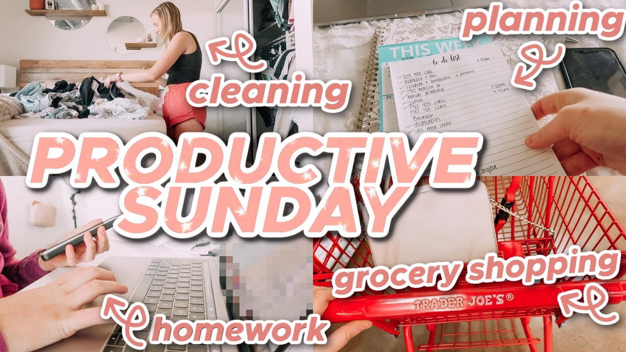 productive sunday |  plan with me, grocery haul, clean with me, homework