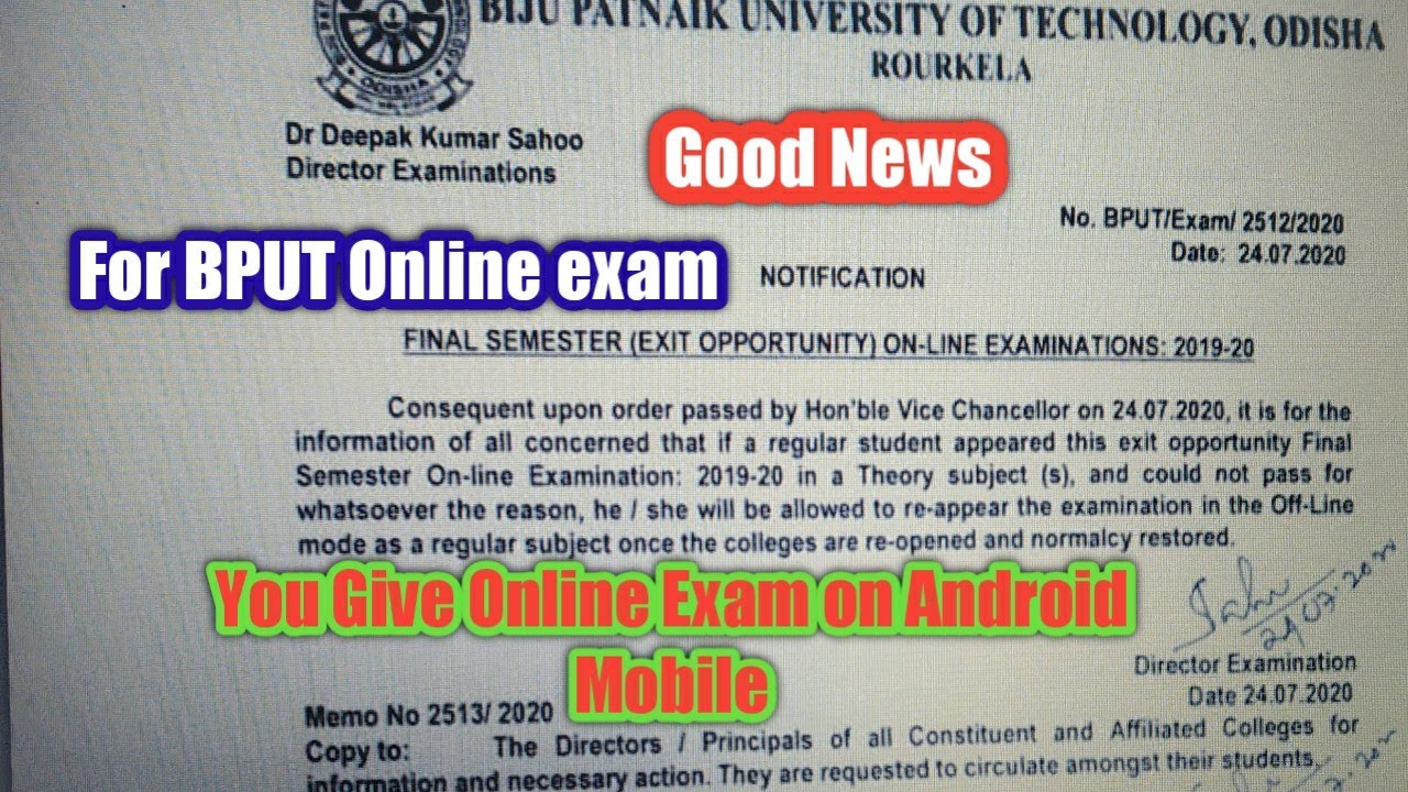 Online Exam Now On Android Mobile phone || Final Year Exam || BPUT online exam || Good News ||