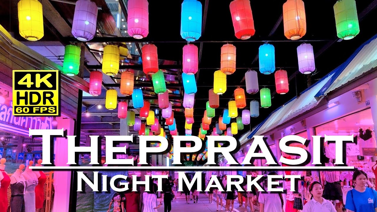 Thepprasit Night Market Pattaya Amazing Street food 4K 60fps HDR  💖 Walking Tour 👀 Thailand 🇹🇭