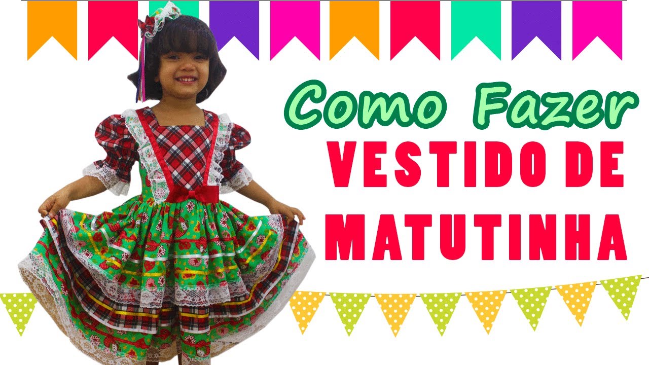🌸 Como Fazer Vestido Junino Infantil - Festa Junina | Passo-a-Passo Com Molde