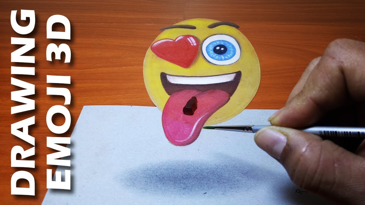 How to Draw A Floating Emoji Icon Trick Art on Paper | Amazing 3D Drawing Art