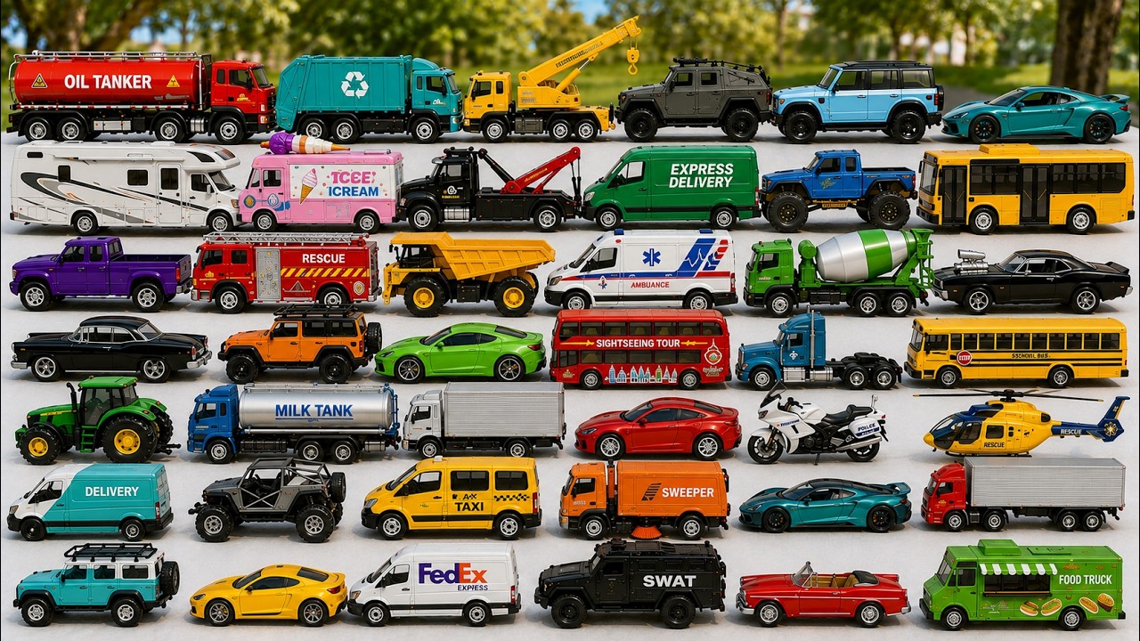 Ultimate Vehicle Collection Video | Fire Truck, Police Car, Ambulance, Bus & Monster Truck