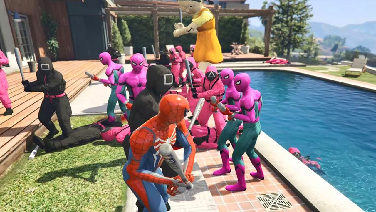 Team Squid Game Attack Team Spider Man - Super Hero Spider Man vs Squid Game