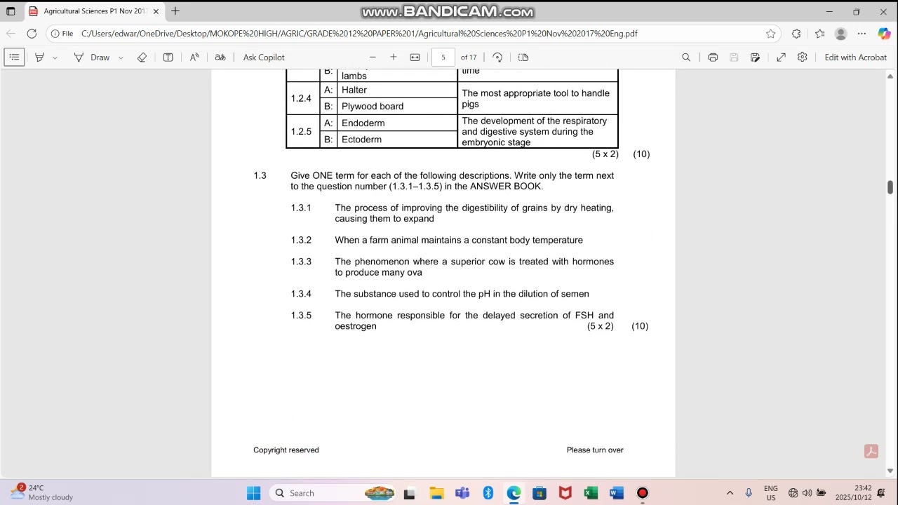 INTRODUCTION TO GRADE 12 AGRICULTURAL SCIENCE PAPER 1