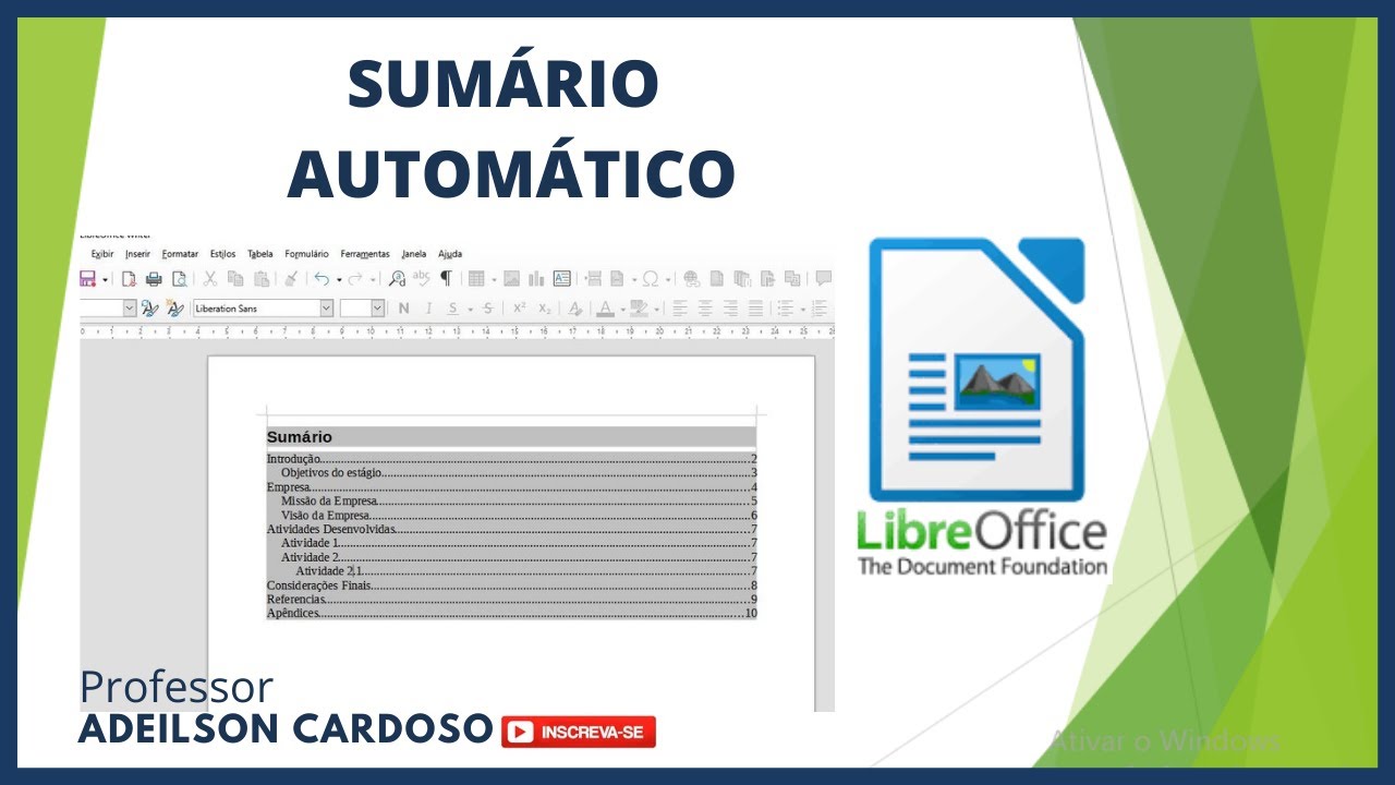 SUMÁRIO AUTOMÁTICO: Como criar usando o Writer - LibreOffice