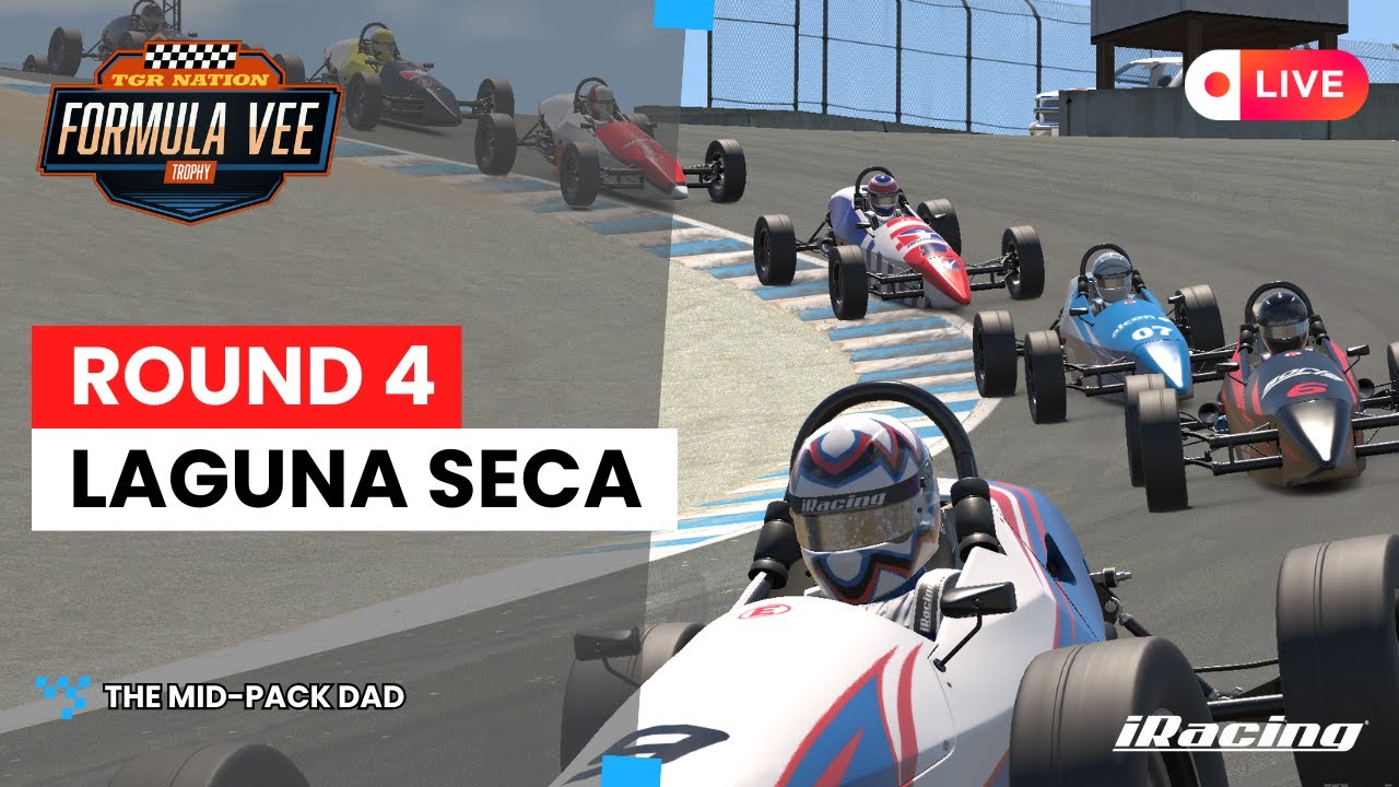 LIVE iRacing | TGR Nation Formula Vee Trophy – Round 4 at Laguna Seca