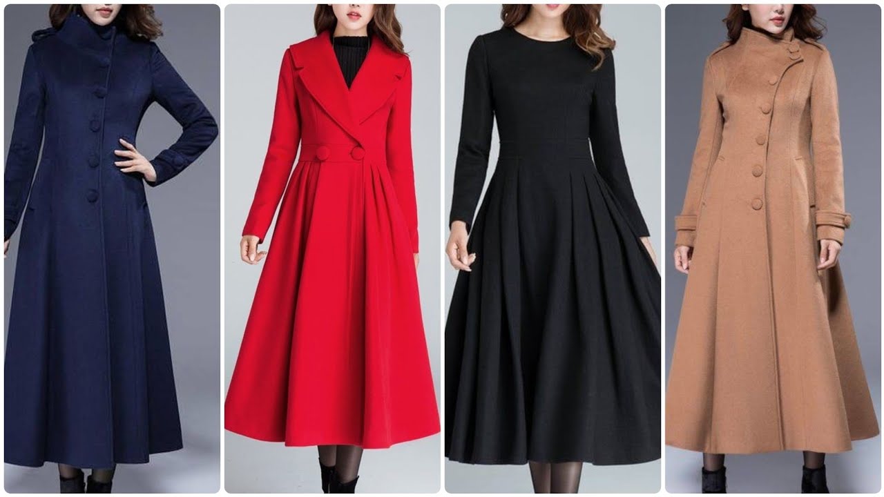 top40+ latest girls winter wear long coat A Line coats latest women,a double breasted long coat desi