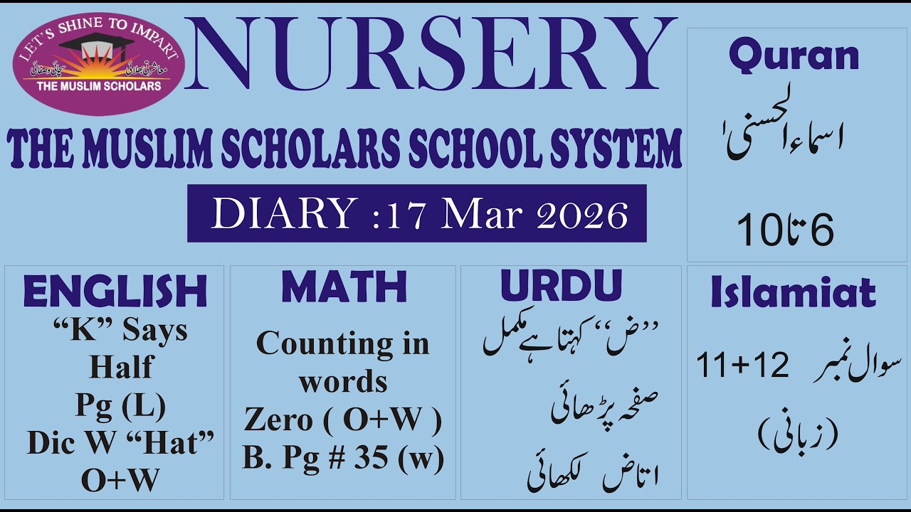 Class  Nursery Online Class ,  17 March 2026 , Tmsss