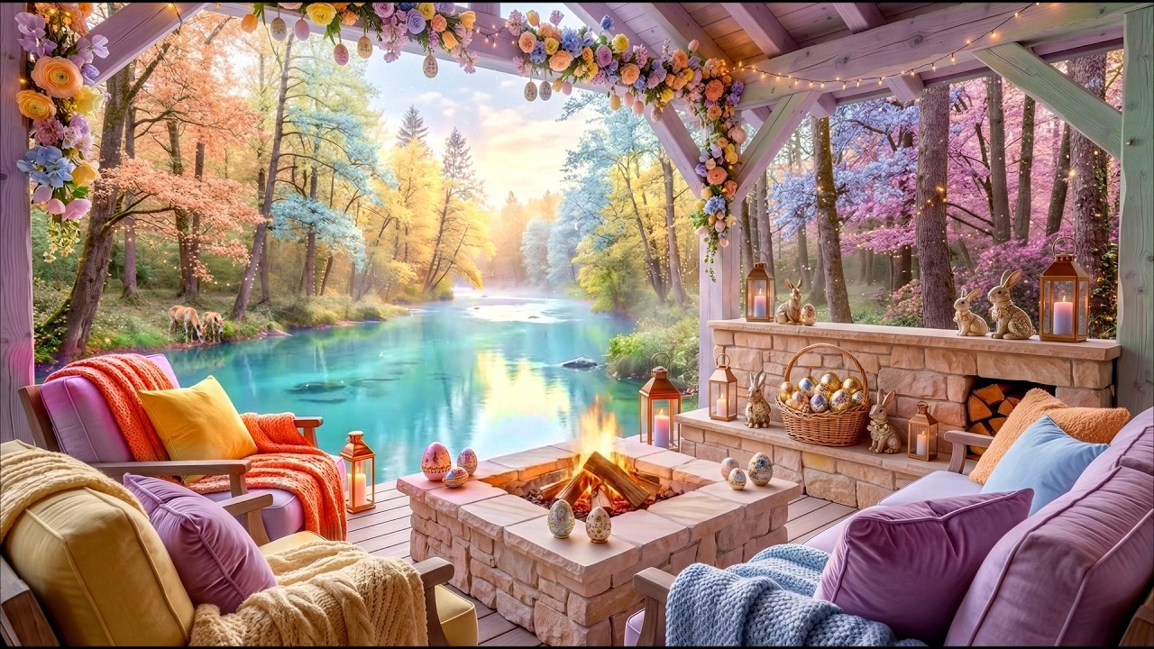 🌸 Cozy Easter Cabin in the Woods | Soft Spring Forest & Piano for Stress Relief