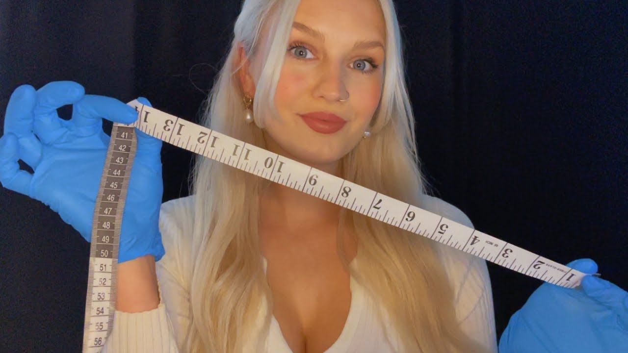 ASMR Face Measuring Role Play with Latex Gloves 📏 Up Close Breathy Whispers