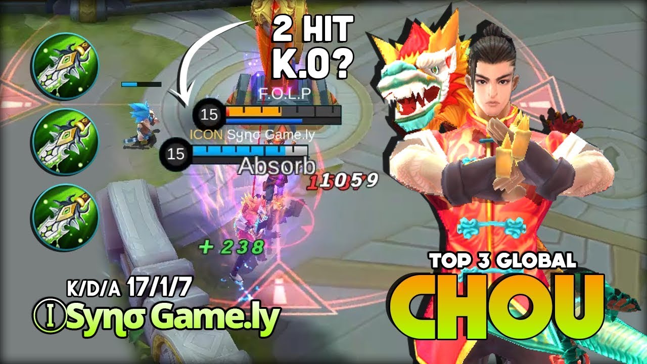 17 Kill! 3 Blade of Despair for Chou! ⒾSყɳσ Game.ly Top 3 Global Chou ~ Mobile Legends