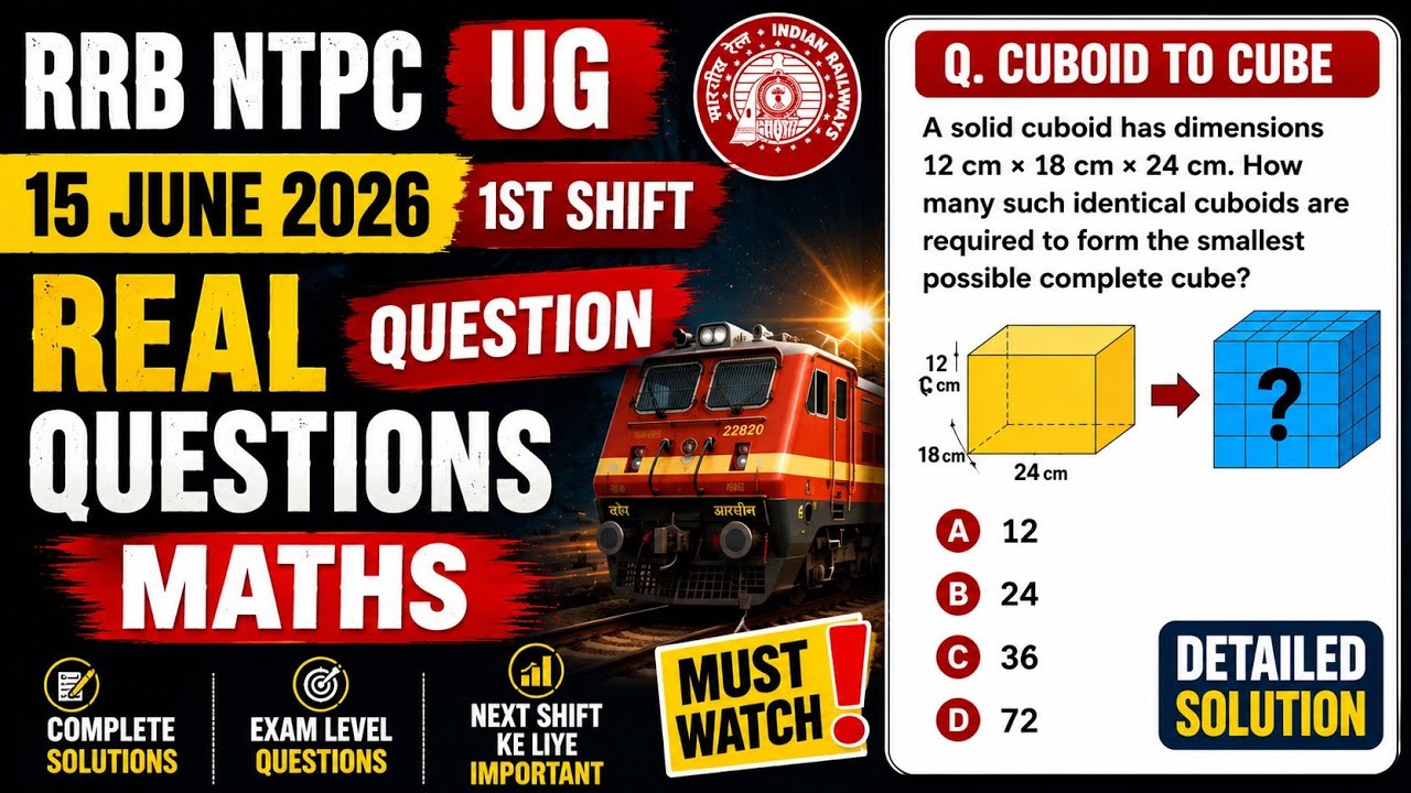 RRB NTPC UG 15 June 1st Shift Maths Questions Asked || Real Questions & Solutions