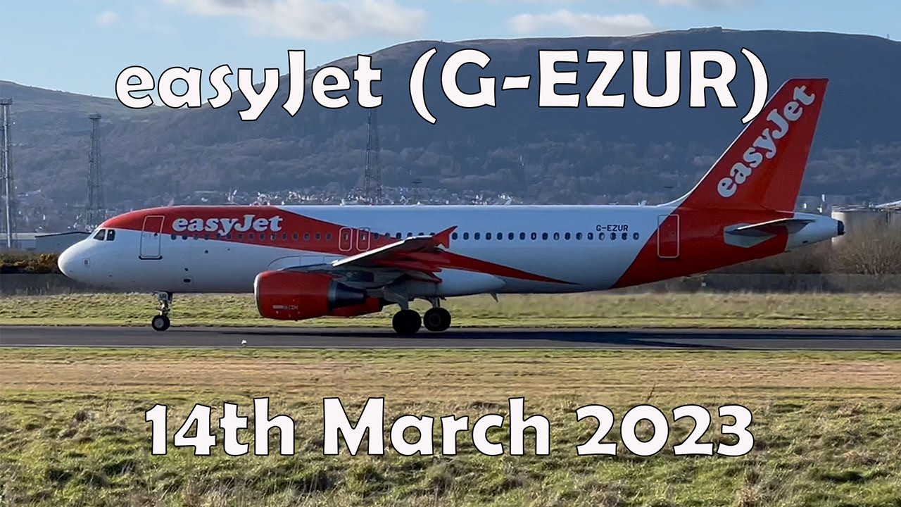 easyJet (G-EZUR) : Airbus A320-214 : taking off from Belfast (BHD) : Tuesday 14th March 2023