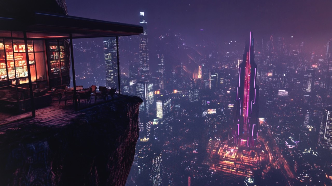 Deep Focus Lo-fi 🌃 Neon Balcony — Above the Silent Neon | 1 Hour