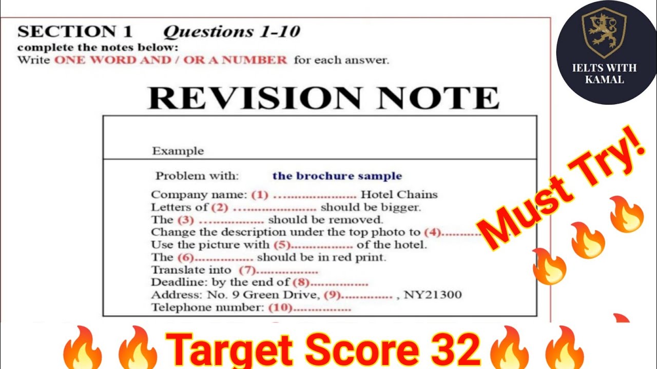 Revision  note - IELTS Listening practice Test 2022  With answers | IELTS Listening