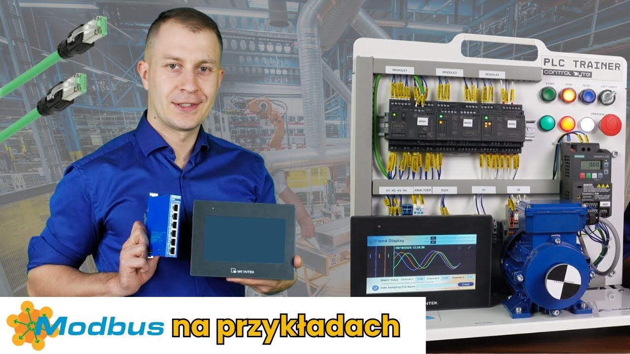 Komunikacja Modbus na przykładach: PLC, HMI, Falownik