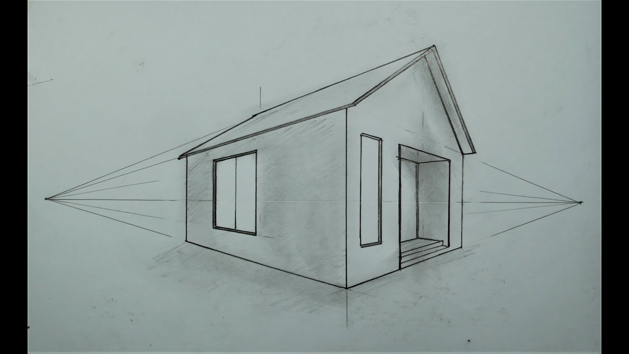 architectural how to draw in 2 point perspective for beginners - a simple modern house #41