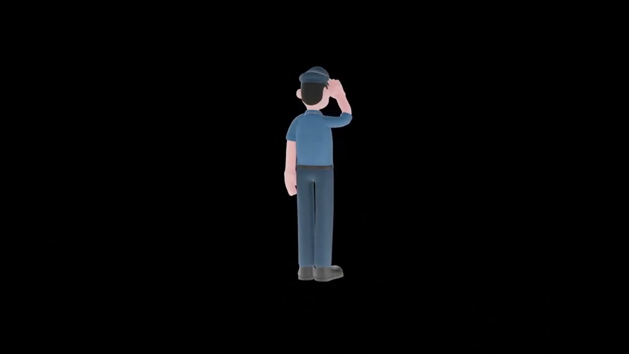 3D Cartoon Police Turntable | Serious Officer Saluting