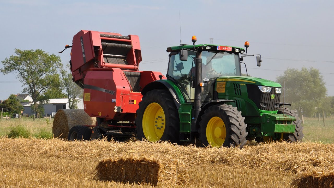 John Deere 6190R & Case IH RBX 452 - Jurgen Baeke-Willems - stro persen