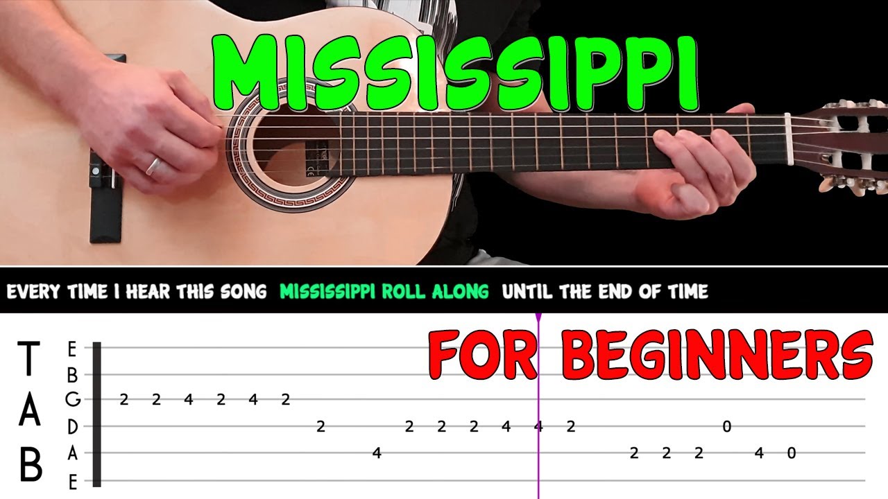 MISSISSIPPI | Easy guitar melody lesson for beginners (with tabs) - Pussycat