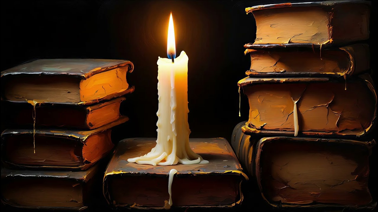 4K Frame TV Art | Candlelit Books | 1-Hour Ambient Screensaver