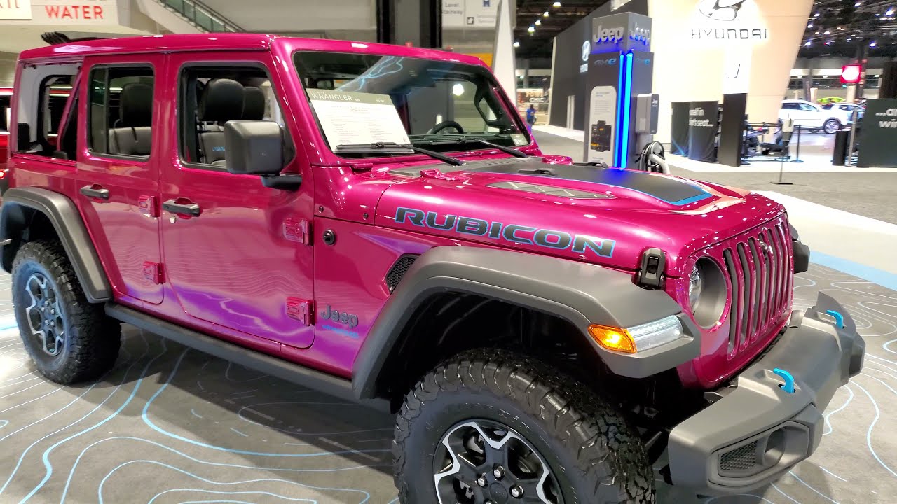 2022 JEEP WRANGLER RUBICON HYBRID 4XE IN TUSCADERO PEARLCOAT PINK WALKAROUND SKY 1 TOUCH CHICAGO 22