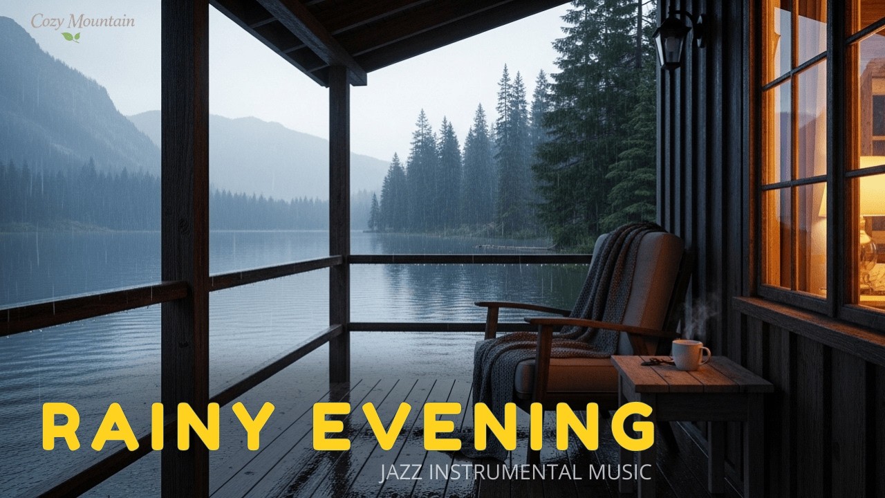 Evening Stillness 🌧️ Rainy Lake Cabin Jazz for Study & Relax (2 Hours 38 Minutes)